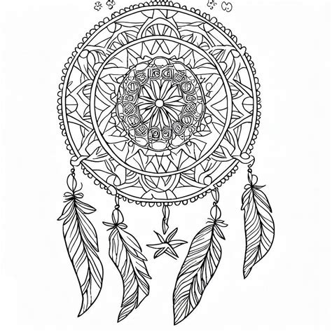 Coloriage mandala attrape rêves .